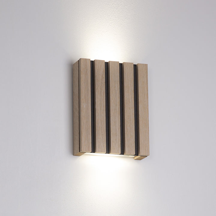 SW5226 Natural Wood Oak/Walnut Slat Scandi Wall Panel Light (Integrated Emergency Option)