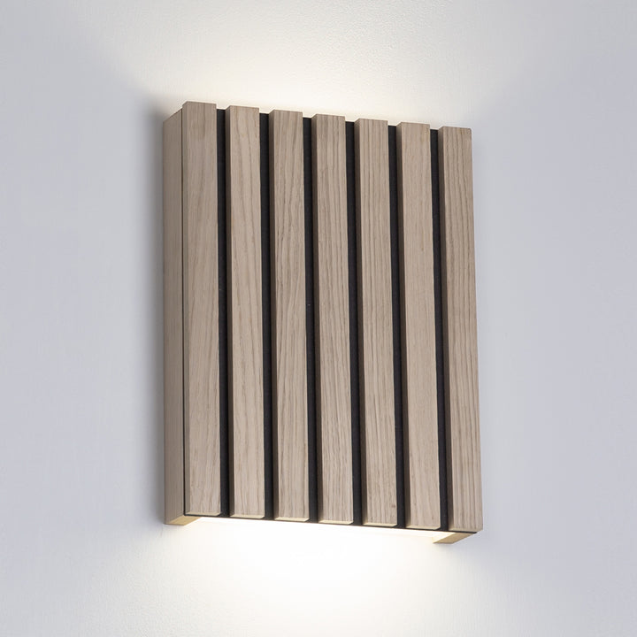 SW7226 Natural Wood Oak/Walnut Slat Scandi Wall Panel Light (Integrated Emergency Option)