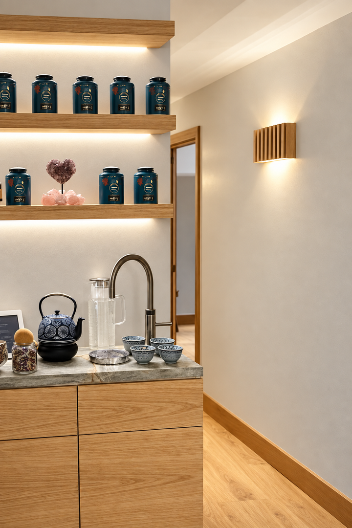SW9281 Natural Wood Oak/Walnut Slat Scandi Wall Panel Light (Integrated Emergency Option)