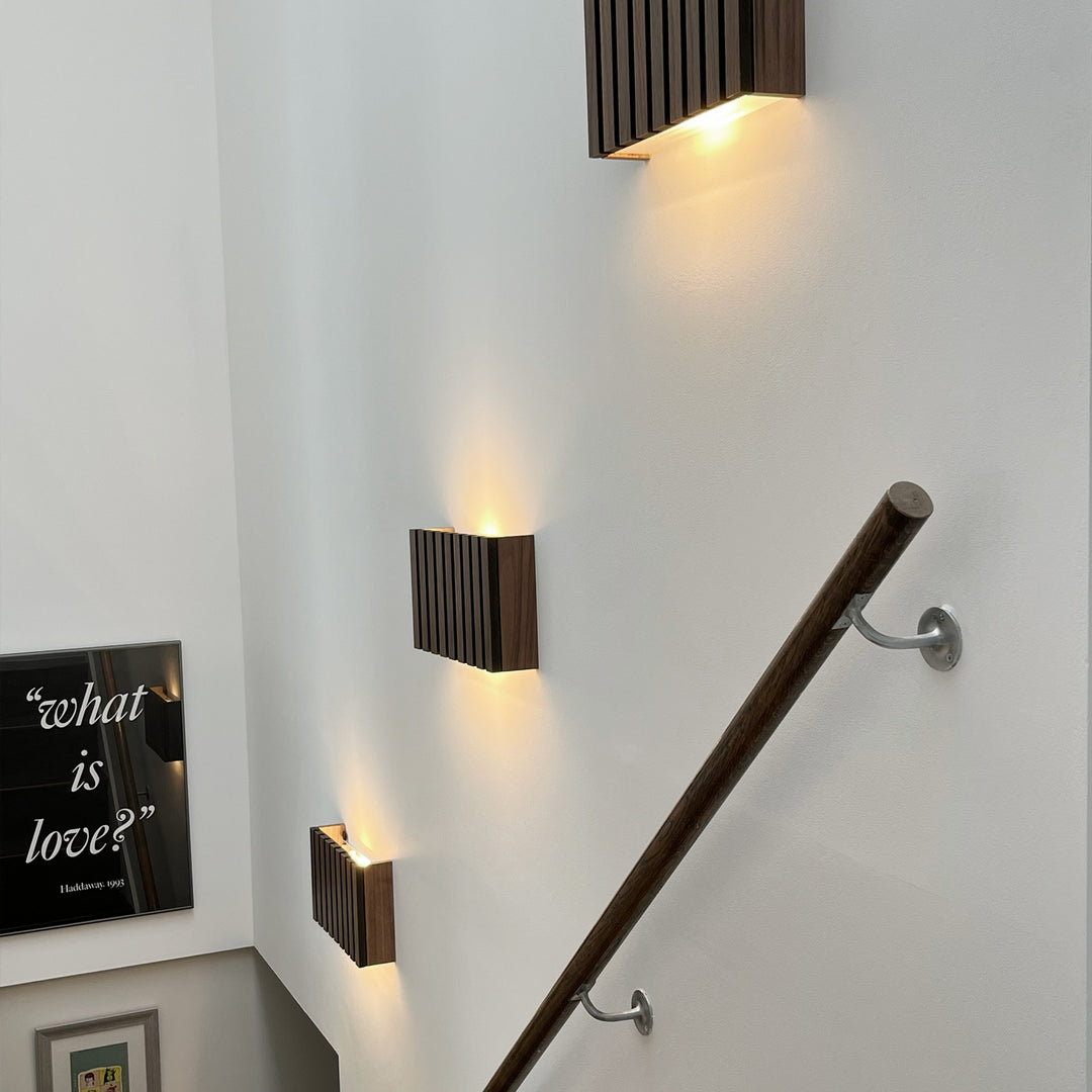 SW9281 Natural Wood Oak/Walnut Slat Scandi Wall Panel Light (Integrated Emergency Option)